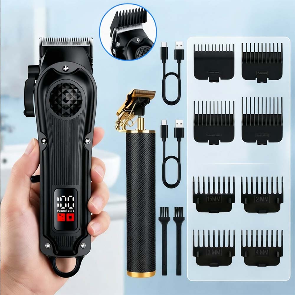 Mens Grooming Tools - LED Ekranlı Profesyonel Saç Kesme Makinesi,